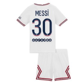 Koszulka Paris Saint-Germain Lionel Messi 30 Dziecięcy Czwarty Koszulki Piłkarskie 2021-2022 Krótki Rękaw